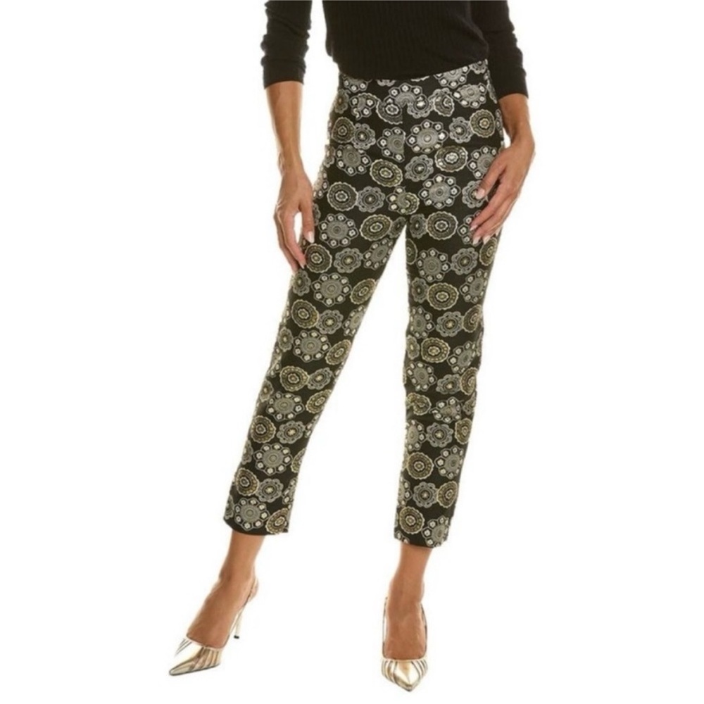 Frances Valentine Lucy Jacquard Black & Gold Metallic Pants